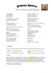 English Worksheet: Do something by B. Spears