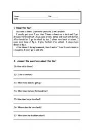 English Worksheet: Daily routine