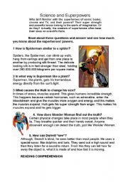 English Worksheet: science and superpowers