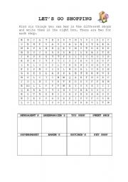 English Worksheet: Lets go shopping