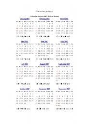 English Worksheet: Calendar activity