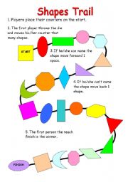 English Worksheet: Shapes trail - board game