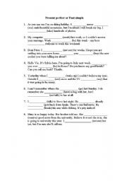 English Worksheet: Present Perfect VS Past Simple