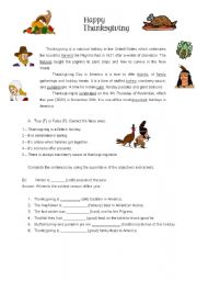 English Worksheet: thanksgiving