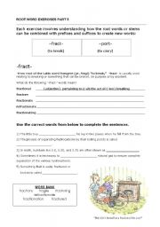 English worksheet: Root Words (fract/port)