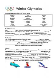 English Worksheet: Olympics cloze