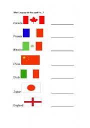 English Worksheet: countries and flags