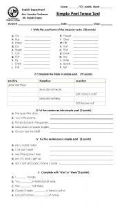 English Worksheet: Past simple