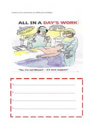 English worksheet: Constructing sentences out of the picture