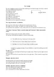 English Worksheet: too,enough