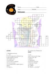 English Worksheet: Halloween Crossword Puzzle