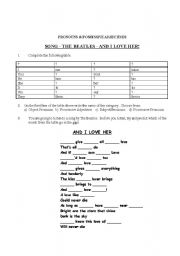 English Worksheet: and I love her...