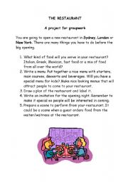 English Worksheet: Your own restaurant