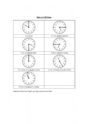 English worksheet: How to tell time