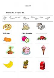 English Worksheet: Food - Like Dont like