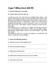 English Worksheet: Daily Routine