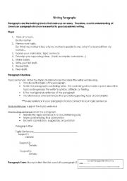 English Worksheet: Writing Paragraphs