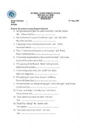 English Worksheet: REPORTED SPEECH