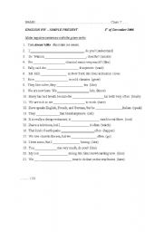 English Worksheet: Simple Present Negatives