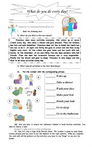 English Worksheet: What do you do every day?