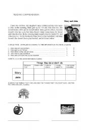 English Worksheet: reading present simple