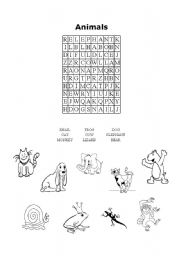 English worksheet: crossword animals