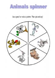 English Worksheet: ANIMALS SPINNER