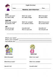 English Worksheet: Personal identification