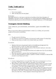 English Worksheet: games for teenagers