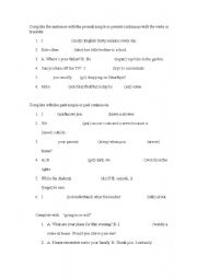 English worksheet: Present and past simple and continuous tenses gap-fill