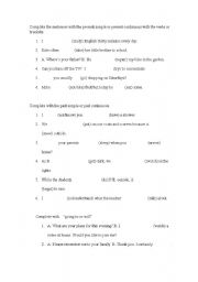 English Worksheet: Present and past simple and continuous tenses gap-fill