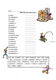 English Worksheet: Sports and accessories