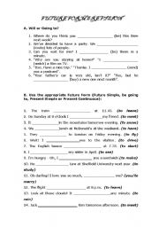 English Worksheet: Future Forms