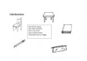 English Worksheet: colour the schoolobjets