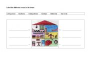 English Worksheet: Rooms in a House