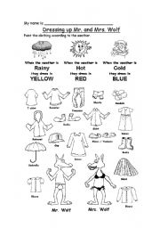 English Worksheet: Dressing Mr. and Mrs. Wolf