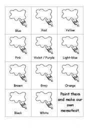 English Worksheet: Colour Memotest (black and white)