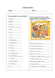 English Worksheet: Family Members