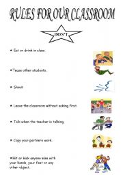 English Worksheet: classroom rules