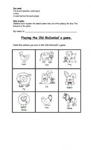 English Worksheet: The Old McDonalds ame