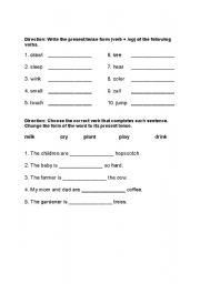 English Worksheet: Language Worksheet - verb+ing