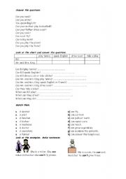 English Worksheet: can