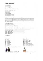 English worksheet: can