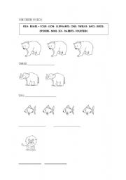 English worksheet: Animals and numbers