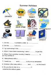 English Worksheet: summer holidays