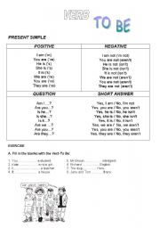 English worksheet: The Verb To be