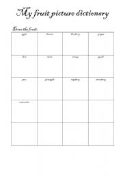 English Worksheet: My fruit picture dictionary