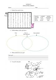 English worksheet: pets and farm animals