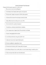 English Worksheet: Active and passive voice exercises