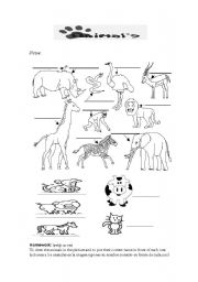 English worksheet: The animals